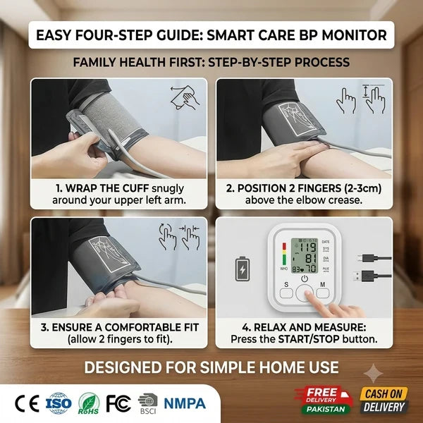 Smart Care Fully Automatic Digital BP Monitor Machine – Hospital-Grade Accuracy & Dual Power