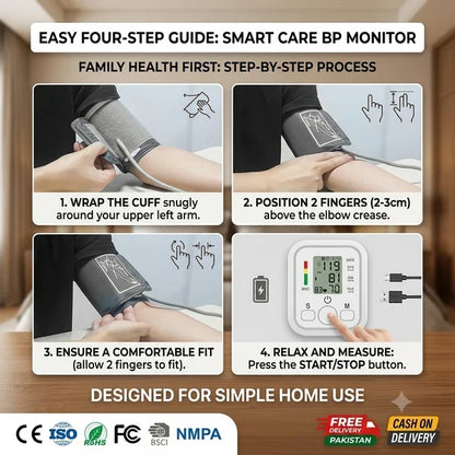 Smart Care Fully Automatic Digital BP Monitor Machine – Hospital-Grade Accuracy & Dual Power