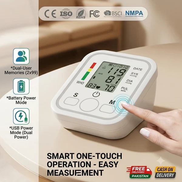Smart Care Fully Automatic Digital BP Monitor Machine – Hospital-Grade Accuracy & Dual Power