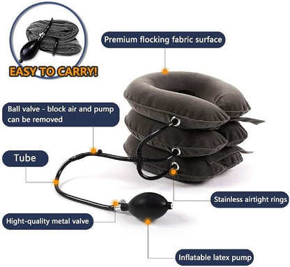 Neck Massager 3 Layered Multi-functional Spine & Cervical Neck Traction Device Neck Massager for Pain and Stress Relief Collar for Neck Pain Inflatable Neck Support Cervical Airbag 3 Layer Massager for Neck Cervical Spine Massager UR Inflatable Cervical