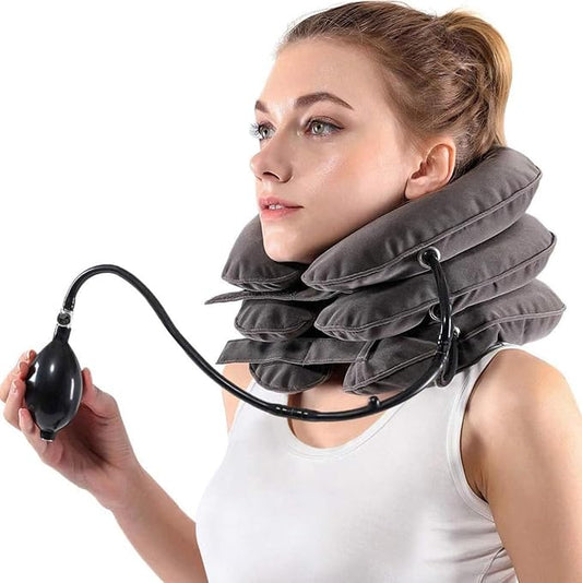Neck Massager 3 Layered Multi-functional Spine & Cervical Neck Traction Device Neck Massager for Pain and Stress Relief Collar for Neck Pain Inflatable Neck Support Cervical Airbag 3 Layer Massager for Neck Cervical Spine Massager UR Inflatable Cervical