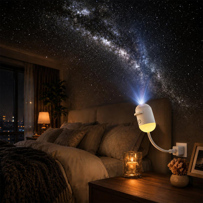 Galaxy Starry Sky Night Light Projector, 2-in-1 Portable with 6 Projection Films, 360° Adjustable Brightness Control Eye‑Caring LED Night Light for Kids Adults Bedroom Home Ceiling Car Decor Gift