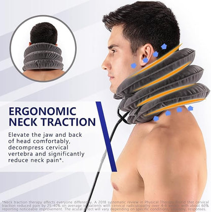 Neck Massager 3 Layered Multi-functional Spine & Cervical Neck Traction Device Neck Massager for Pain and Stress Relief Collar for Neck Pain Inflatable Neck Support Cervical Airbag 3 Layer Massager for Neck Cervical Spine Massager UR Inflatable Cervical