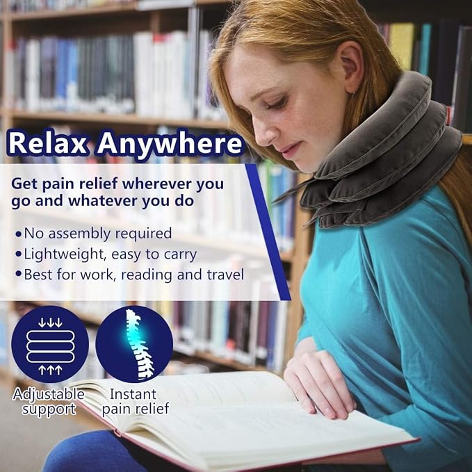 Neck Massager 3 Layered Multi-functional Spine & Cervical Neck Traction Device Neck Massager for Pain and Stress Relief Collar for Neck Pain Inflatable Neck Support Cervical Airbag 3 Layer Massager for Neck Cervical Spine Massager UR Inflatable Cervical