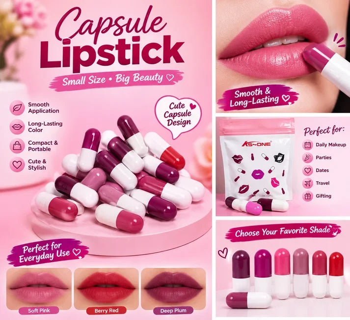 18 Pcs Capsule Lipstick Set for Women – Cute Mini Pill-Shaped Lip Colors, Smooth & Long-Lasting Lip Makeup Collection