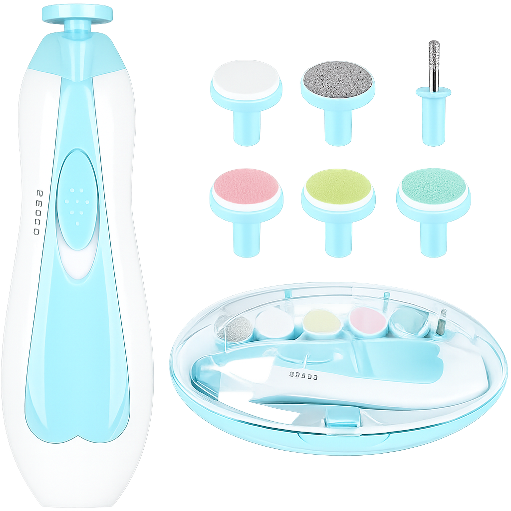 Electric Nail File Drill for Baby No Sharp Claws Hurt, 6 in 1 Safety Cutter Trimmer Clipper for Toes and Fingers